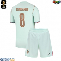 Otroški Nogometni dresi Francija Aurelien Tchouameni #8 Gostujoči SP 2026 Kratek Rokav (+ Kratke hlače)